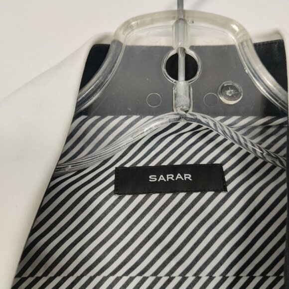Sarar Men's Color Block Striped Button Down Shirt in Black White Cotton Office - Picture 3 of 9